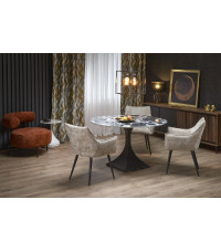 MANUEL stół okrągły,  blat - czarny marmur, noga - czarny (2p1szt)