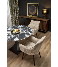 MANUEL stół okrągły,  blat - czarny marmur, noga - czarny (2p1szt)