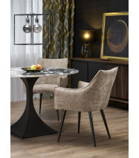 MANUEL stół okrągły,  blat - czarny marmur, noga - czarny (2p1szt)