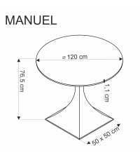 MANUEL stół okrągły,  blat - czarny marmur, noga - czarny (2p1szt)
