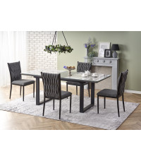 MARLEY stół rozkładany blat - biały marmur /  popielaty, nogi - czarny (2p1szt)