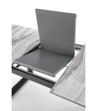 MARLEY stół rozkładany blat - biały marmur /  popielaty, nogi - czarny (2p1szt)