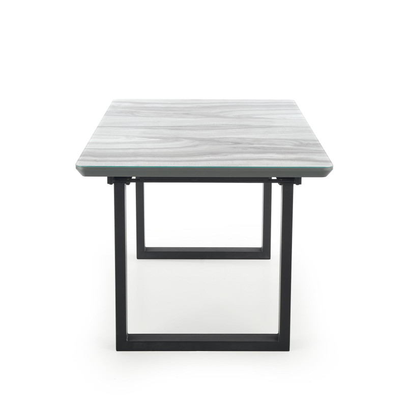 MARLEY stół rozkładany blat - biały marmur /  popielaty, nogi - czarny (2p1szt)