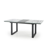 MARLEY stół rozkładany blat - biały marmur /  popielaty, nogi - czarny (2p1szt)