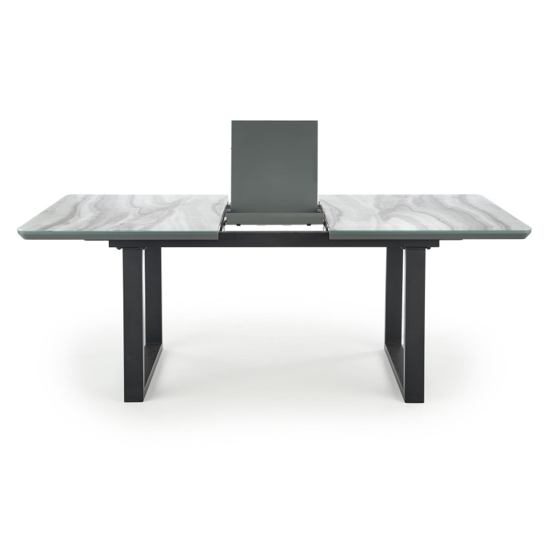 MARLEY stół rozkładany blat - biały marmur /  popielaty, nogi - czarny (2p1szt)