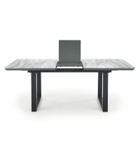 MARLEY stół rozkładany blat - biały marmur /  popielaty, nogi - czarny (2p1szt)