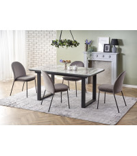 MARLEY stół rozkładany blat - biały marmur /  popielaty, nogi - czarny (2p1szt)