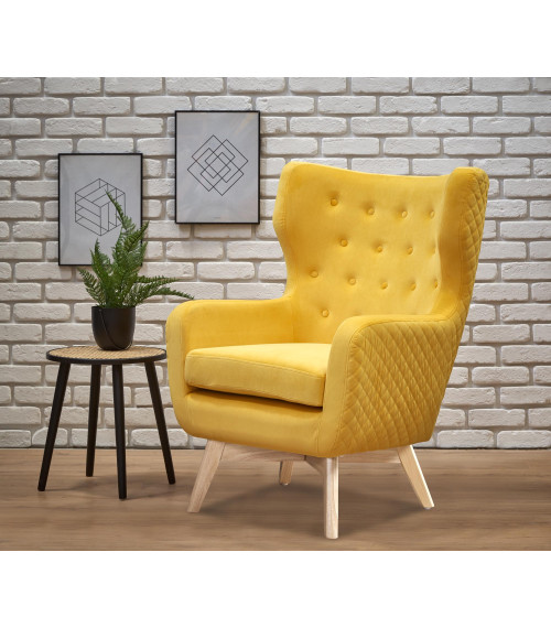 MARVEL fotel wypoczynkowy żółty / naturalny