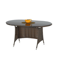 MASTER stół ogrodowy, kolor: szkło - czarny, ratan - c.brąz (2p1szt)