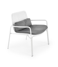 MELBY fotel wypoczynkowy, stelaż - biały, tapicerka - popielaty (2p6szt)