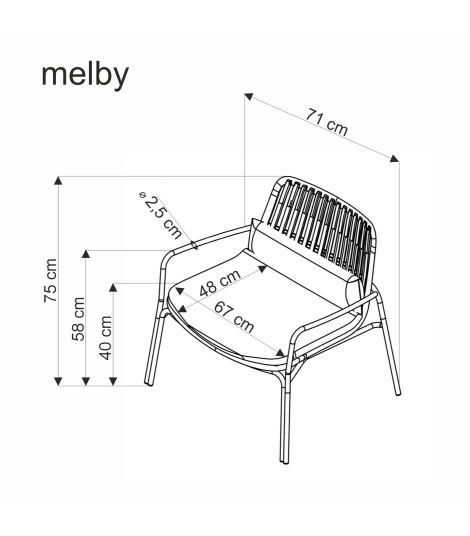 MELBY fotel wypoczynkowy, stelaż - biały, tapicerka - popielaty (2p6szt)