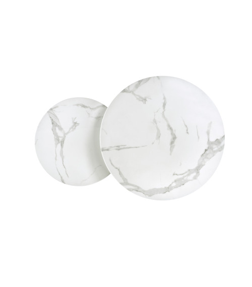 MERCURY 2 zestaw 2 ław, stelaż - srebrny, szkło - biały marmur (1p1szt)