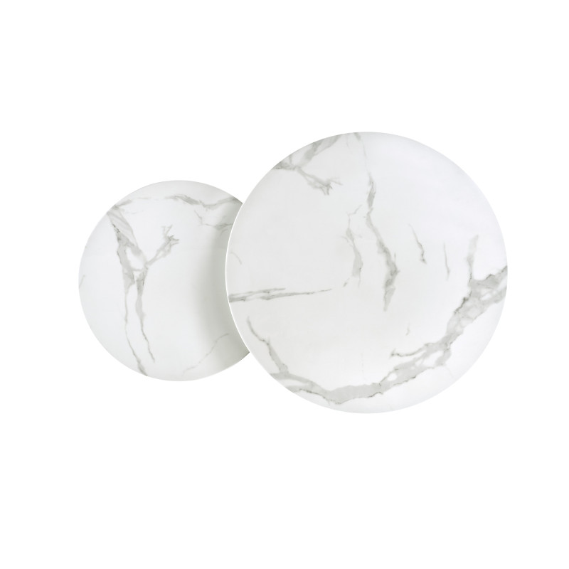 MERCURY 2 zestaw 2 ław, stelaż - srebrny, szkło - biały marmur (1p1szt)