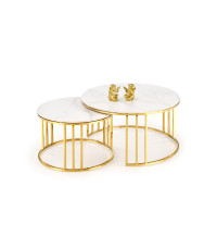 MERCURY 3 zestaw 2 ław, zestaw 2 ław, kolor: biały marmur / złoty (2p1szt)