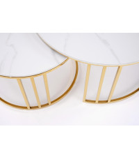 MERCURY 3 zestaw 2 ław, zestaw 2 ław, kolor: biały marmur / złoty (2p1szt)