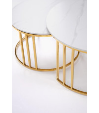 MERCURY 3 zestaw 2 ław, zestaw 2 ław, kolor: biały marmur / złoty (2p1szt)