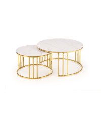 MERCURY 3 zestaw 2 ław, zestaw 2 ław, kolor: biały marmur / złoty (2p1szt)