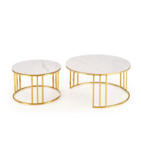 MERCURY 3 zestaw 2 ław, zestaw 2 ław, kolor: biały marmur / złoty (2p1szt)