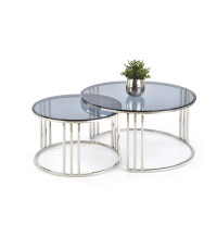 MERCURY zestaw 2 ław, stelaż - srebrny, szkło - dymiony (1p1szt)