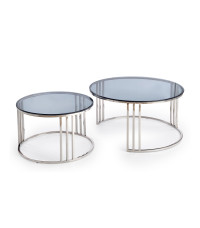 MERCURY zestaw 2 ław, stelaż - srebrny, szkło - dymiony (1p1szt)