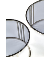 MERCURY zestaw 2 ław, stelaż - srebrny, szkło - dymiony (1p1szt)