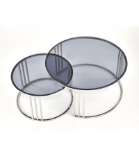 MERCURY zestaw 2 ław, stelaż - srebrny, szkło - dymiony (1p1szt)