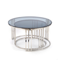 MERCURY zestaw 2 ław, stelaż - srebrny, szkło - dymiony (1p1szt)