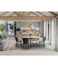 MERCY stół rozkładany, blat - dąb złoty, nogi - czarny (2p1szt)