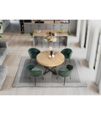 MERCY stół rozkładany, blat - dąb złoty, nogi - czarny (2p1szt)