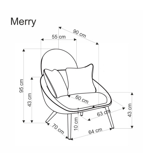 MERRY fotel wypoczynkowy, popielaty (1p1szt)