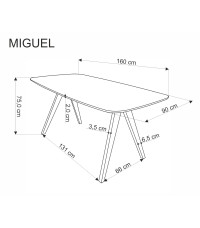 MIGUEL stół, blat - orzechowy, noga - orzechowy (1p1szt)