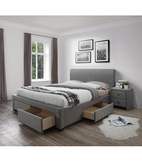 MODENA 140 cm łóżko tapicerowane z szufladami popiel (6p1szt)