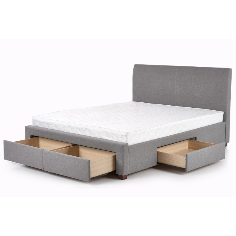 MODENA 160 cm łóżko tapicerowane z szufladami popiel (6p1szt)