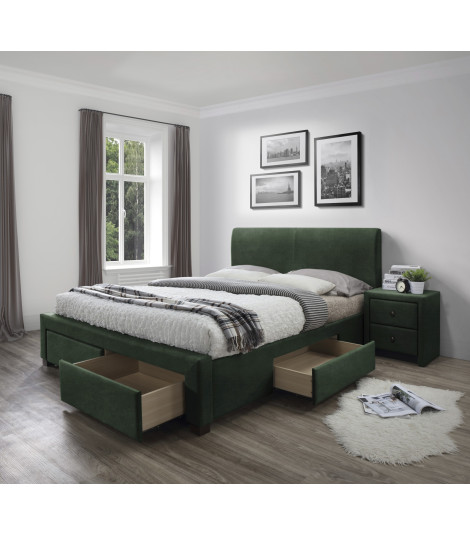 MODENA 3 łóżko z szufladami ciemny zielony velvet (6p1szt)