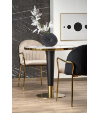 MORATA stół okrągły, biały marmur / czarny / złoty (3p1szt)