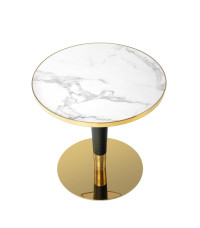 MORATA stół okrągły, biały marmur / czarny / złoty (3p1szt)