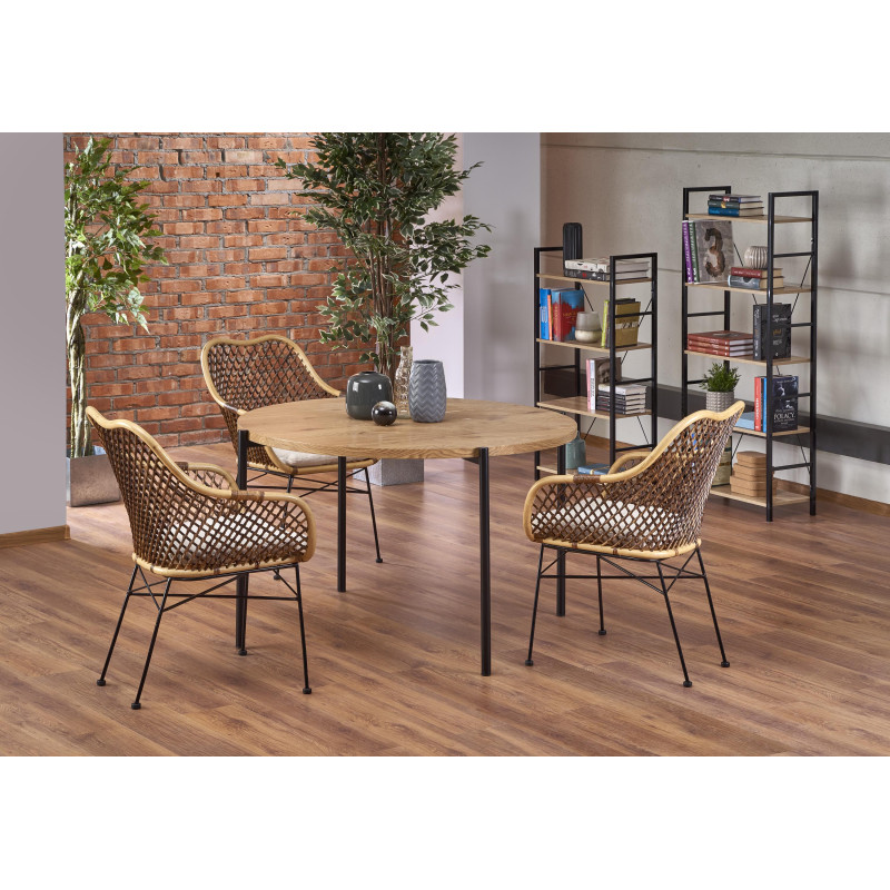 MORGAN stół okragły dąb złoty / czarny (1p1szt)