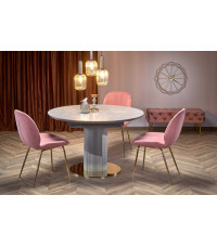 MUSCAT stół rozkładany blat - popielaty marmur, noga - jasny popiel / złoty (3p1szt)