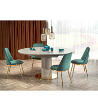 MUSCAT stół rozkładany blat - popielaty marmur, noga - jasny popiel / złoty (3p1szt)