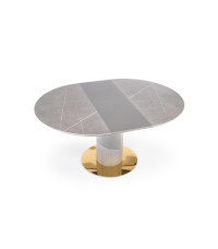 MUSCAT stół rozkładany blat - popielaty marmur, noga - jasny popiel / złoty (3p1szt)