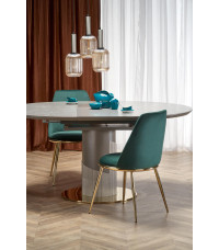 MUSCAT stół rozkładany blat - popielaty marmur, noga - jasny popiel / złoty (3p1szt)