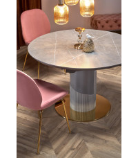 MUSCAT stół rozkładany blat - popielaty marmur, noga - jasny popiel / złoty (3p1szt)