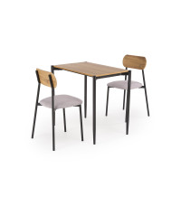 NANDO zestaw stół + 2 krzesła, naturalny / czarny (1p1szt)