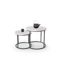 OREO zestaw dwóch ław biały marmur / czarny (1p1szt)