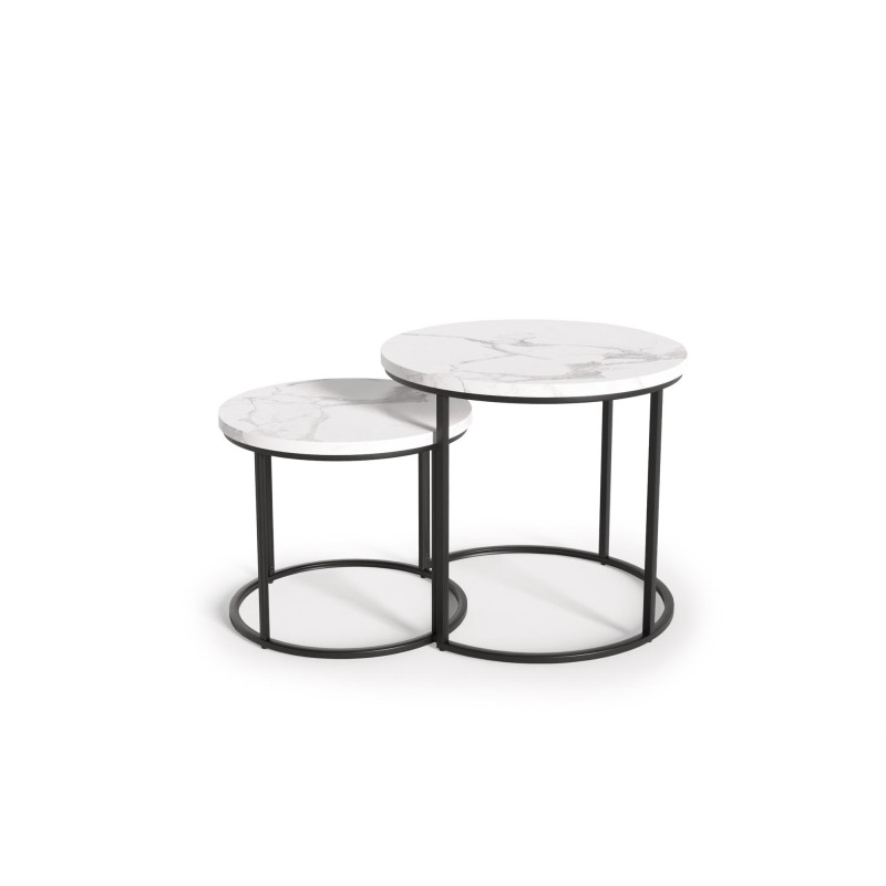 OREO zestaw dwóch ław biały marmur / czarny (1p1szt)