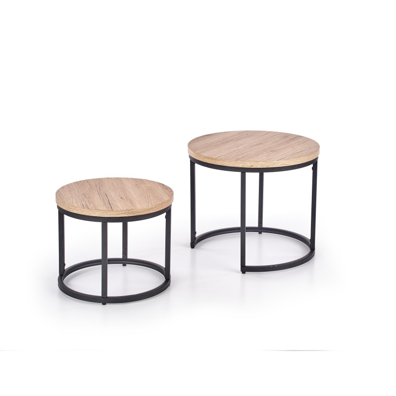 OREO zestaw dwóch ław dąb san remo / czarny (1p1szt)