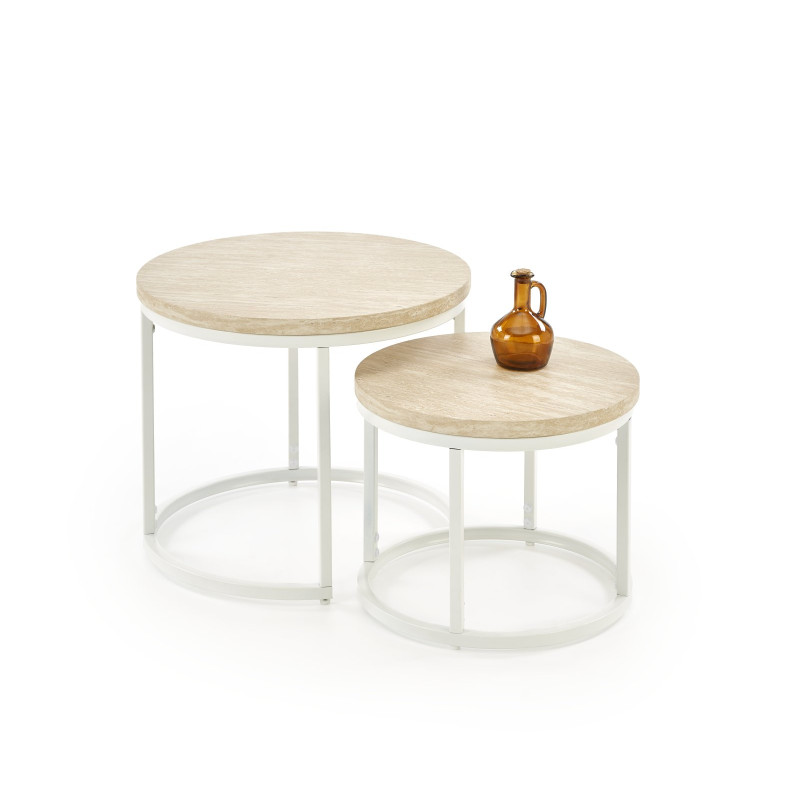 OREO zestaw dwóch ław, trawertyn / biały  (1p1szt)