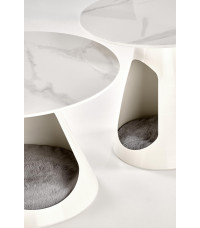 OSARIO zestaw 2 ław biały marmur / biały (2p1szt)