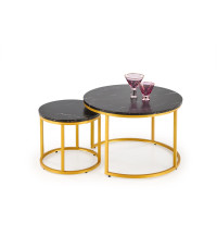 PAOLA zestaw 2 ław, czarny marmur / złoty (1p1szt)