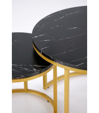 PAOLA zestaw 2 ław, czarny marmur / złoty (1p1szt)